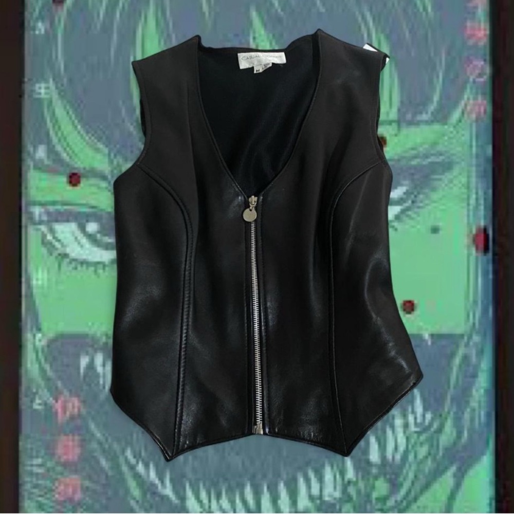 Casual Corners Vintage Moto Leather Vest